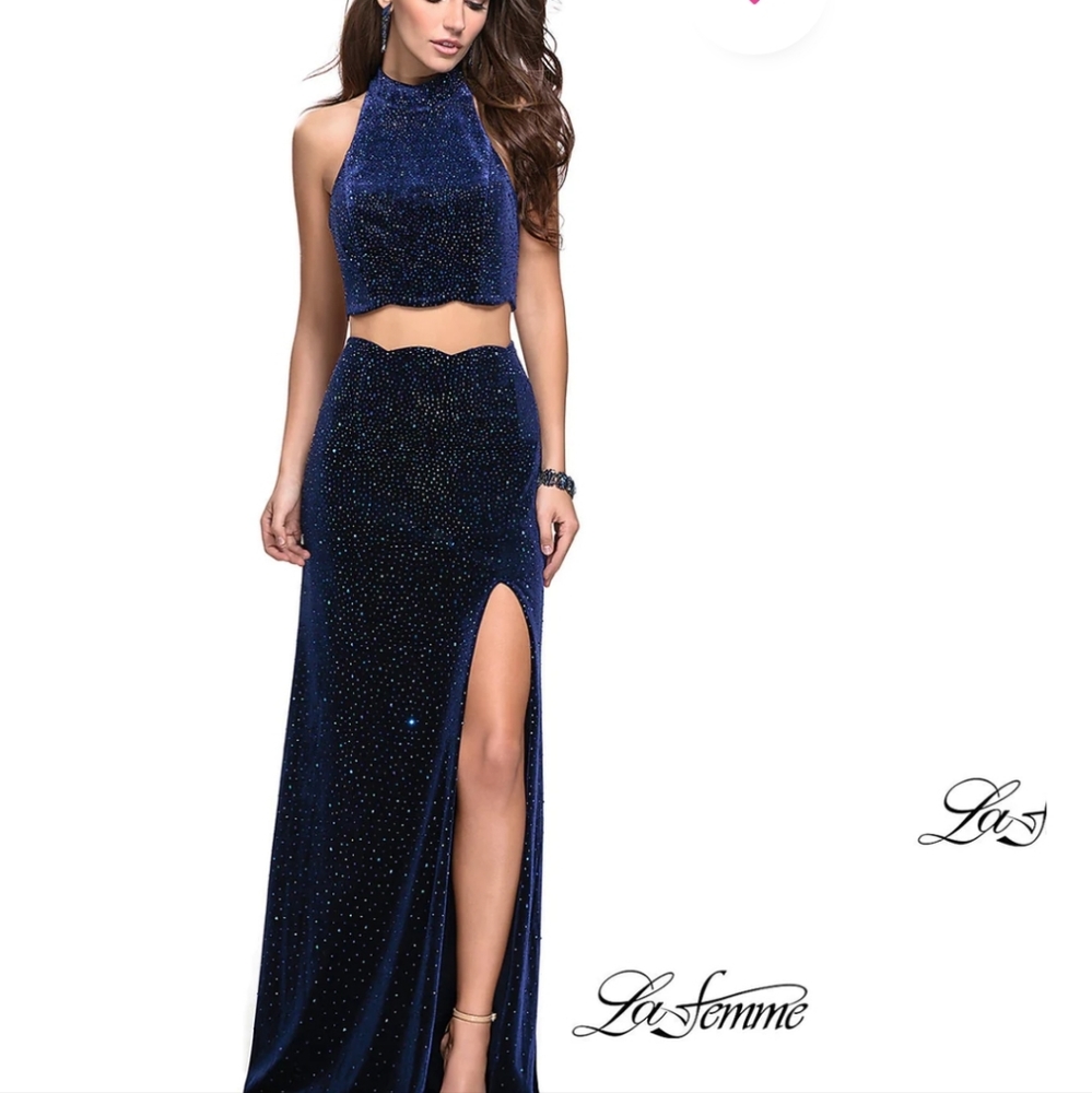 La femme gorgeous velvet & sparkle 2pc set - Picture 1 of 7